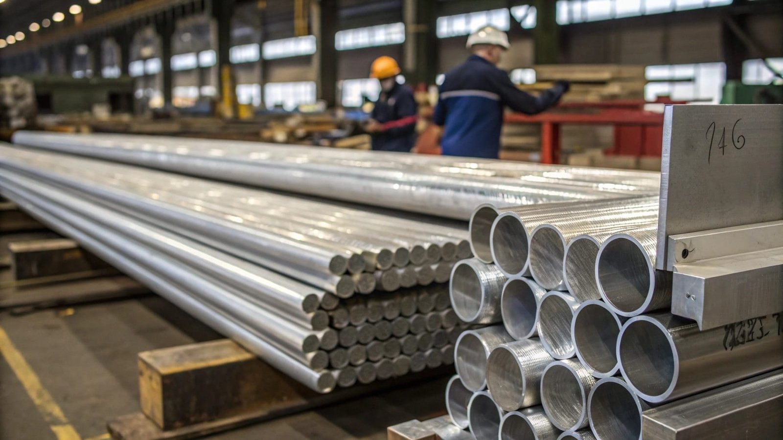 A raw, lumpy ingot of pure aluminum next to a smooth, perfectly shaped extruded aluminum profile.